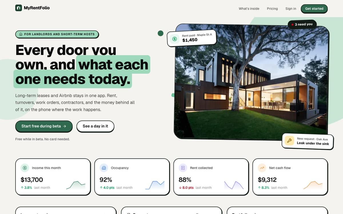 The MyRentFolio hero, as it ships