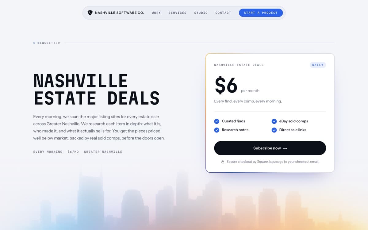 The Nashville Estate Deals hero, as it ships