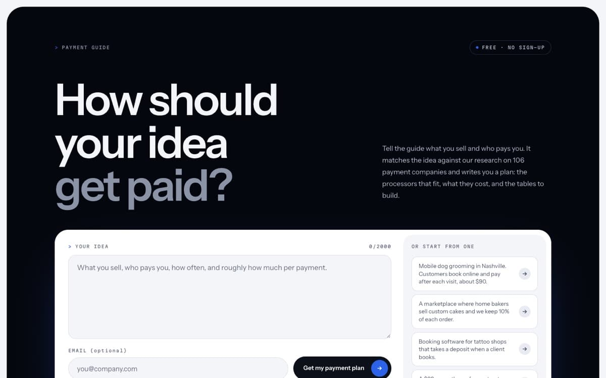 The Payment Guide hero, as it ships