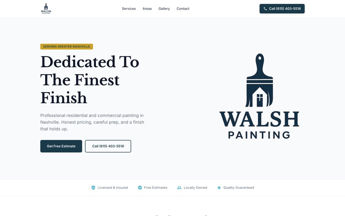 The Walsh Painting hero, as it ships